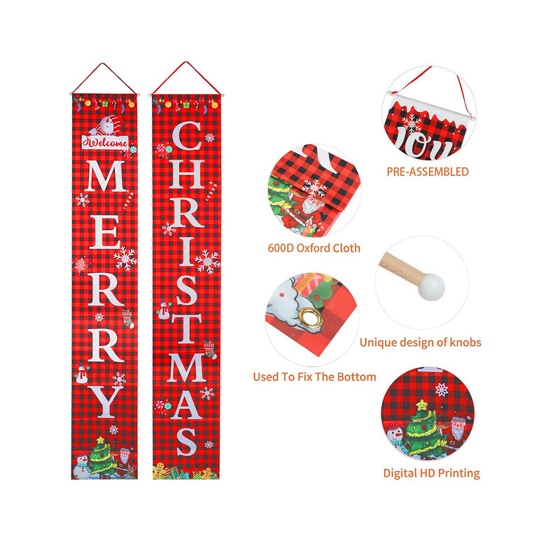 AMAZECO Christmas Door Banners Hang Flag Couples | Porch Sign Decorations