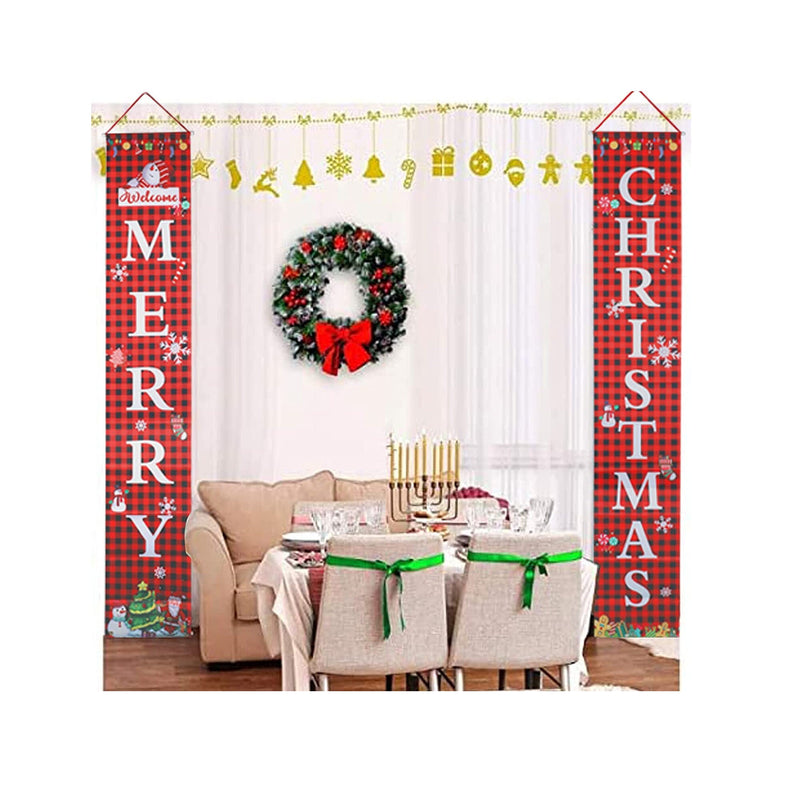 AMAZECO Christmas Door Banners Hang Flag Couples | Porch Sign Decorations