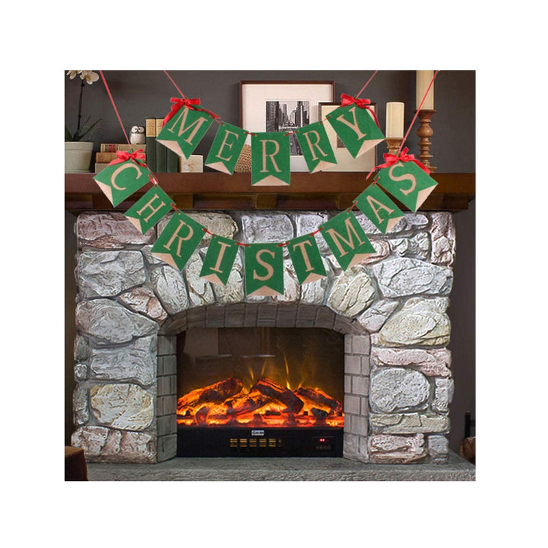 Merry Christmas Burlap Fireplace Banners | Christmas Decorations Christmas Banner for Mantle