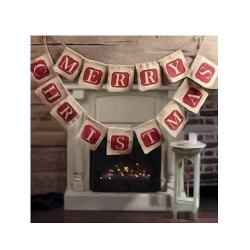 SYSanjang Merry Christmas Burlap Banners | Fireplace Christmas Decorations