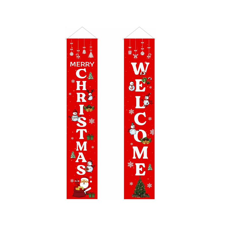 Attmu Merry Christmas Outdoor Red Outdoor Banners | Christmas Decorations Front Porch Sign for Home