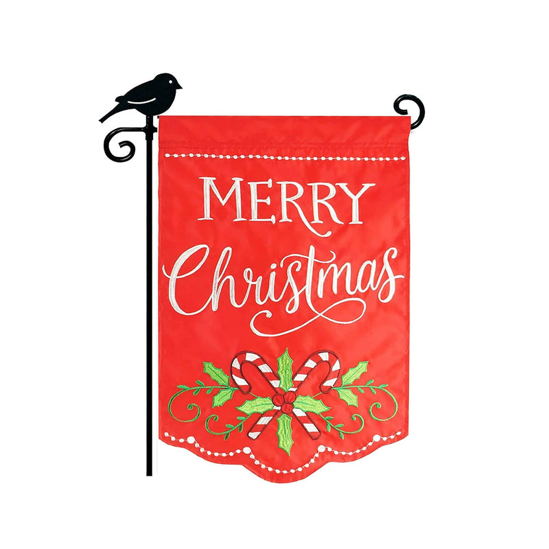 LAYOER Home Garden Flag 12 x 18 Inch Applique | Decorative Embroidery Merry Christmas Candy Cane
