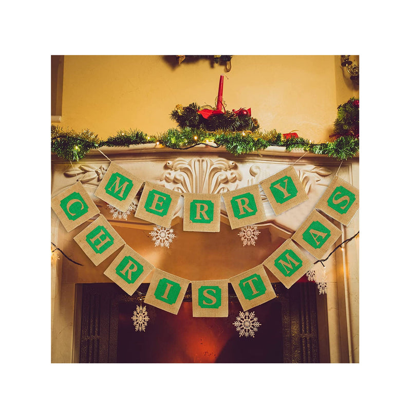 Merry Christmas Burlap Banners | Holiday Burlap for Christmas Hanging Decoration