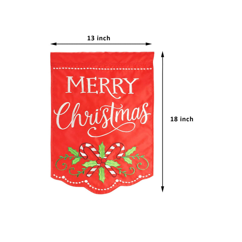 LAYOER Home Garden Flag 12 x 18 Inch Applique | Decorative Embroidery Merry Christmas Candy Cane