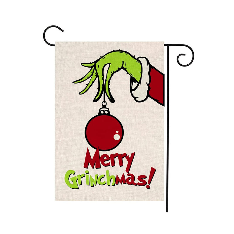 Merry Christmas Small Double Sided Vertical Garden Flag | Burlap Red Green Patio Outdoor Decor