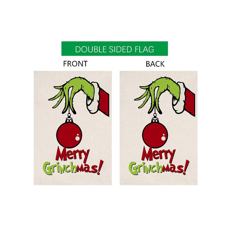 Merry Christmas Small Double Sided Vertical Garden Flag | Burlap Red Green Patio Outdoor Decor