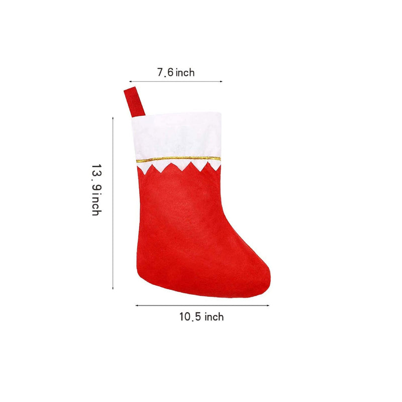 CCINEE 12 Pcs Felt Christmas Stockings | for Christmas Fireplace | Red Nonwoven Fabric With Gold Trim