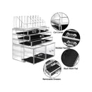 HBlife Makeup Organizer | 3 Acrylic Cosmetic Storage Drawers and Jewelry Display Box | Transparent