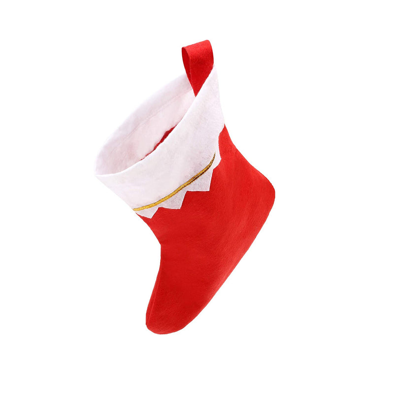 CCINEE 12 Pcs Felt Christmas Stockings | for Christmas Fireplace | Red Nonwoven Fabric With Gold Trim