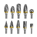Carbide Rotary Burr Set | BIGOU 10PCS Double Cut Carving Drill Bits Tungsten Carbide 1/8" Shank