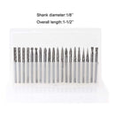 Jestuous Carbide Burr Set 1/8 Shank Diameter Double Cut Tungsten Carbide Burrs 20pcs