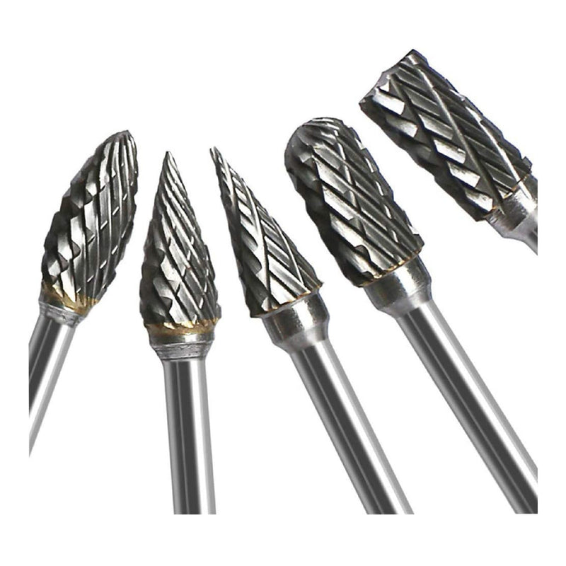 Double Cut Carbide Rotary Burr Set | 10 Pieces | 1/8" Shank | 1/4" Length Tungsten Steel