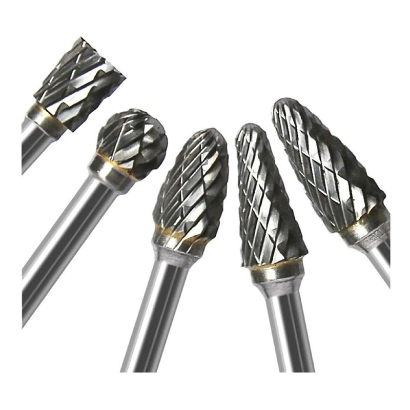 Double Cut Carbide Rotary Burr Set | 10 Pieces | 1/8" Shank | 1/4" Length Tungsten Steel