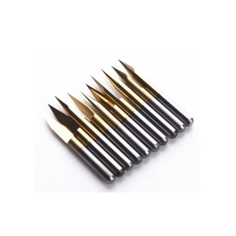 SHINA 10x Titanium Coated Carbide PCB CNC Engraving Bit Router Tool 30 Degree 0.1mm 0.2mm Tip