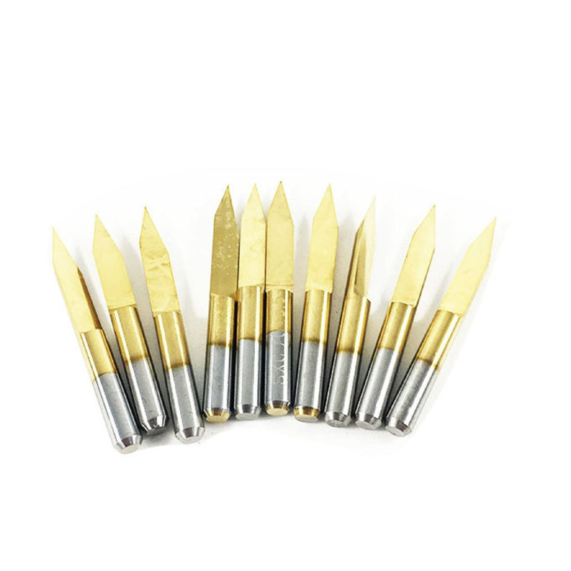 SHINA 10x Titanium Coated Carbide PCB CNC Engraving Bit Router Tool 30 Degree 0.1mm 0.2mm Tip