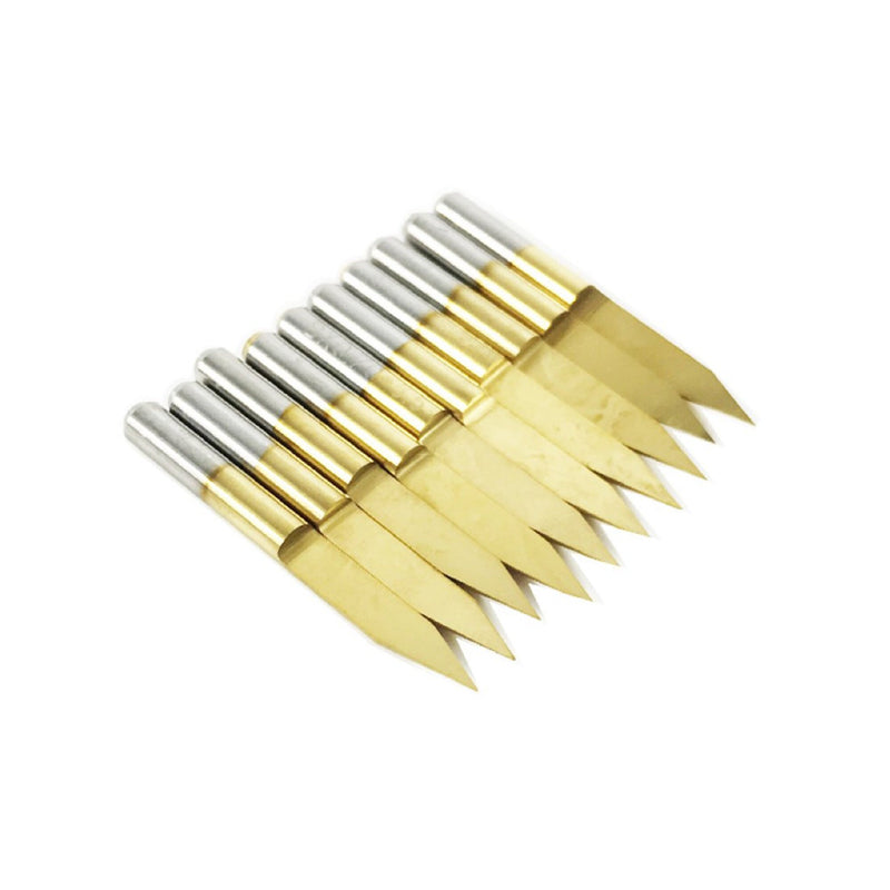 SHINA 10x Titanium Coated Carbide PCB CNC Engraving Bit Router Tool 30 Degree 0.1mm 0.2mm Tip