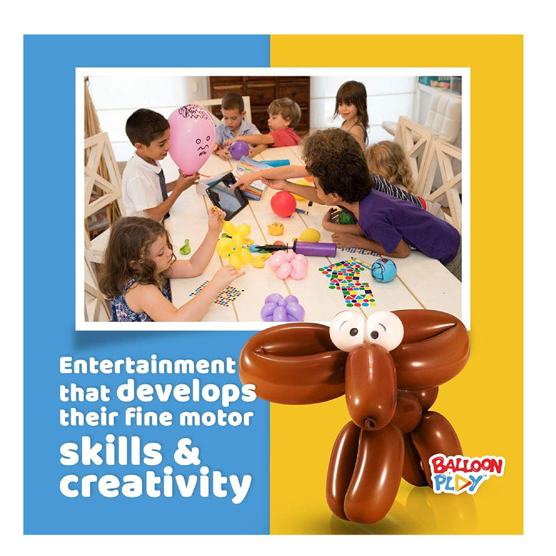 BalloonPlay Deluxe Balloon Animal Kit with Web App 150 Balloons Balloon Pump Stickers Bookmark