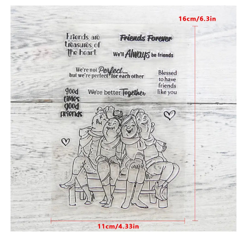 FRIENDSHIP CLEAR STAMPS Scrapbooking Card Album Paper Craft Rubber Roller Silicone Stamp