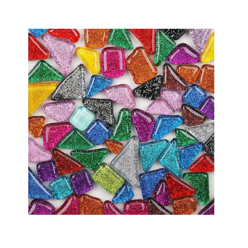 200g Mixed Color Mosaic Tiles Shine Crystal Mosaic Pieces Stained Glass Bulk Assorted Shapes Glitter Crystal Mosaic Tiles