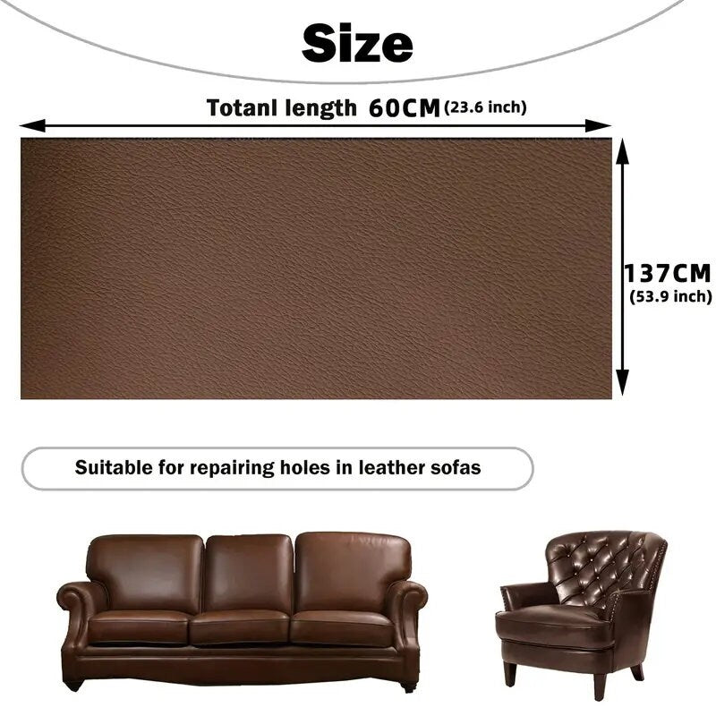Leather Repair Patch For Couches 60x137cm/23.6*53.9'' Large Self-Adhesive Reupholster Tape Patches Kit For Couch Car Seats Furniture Sofa