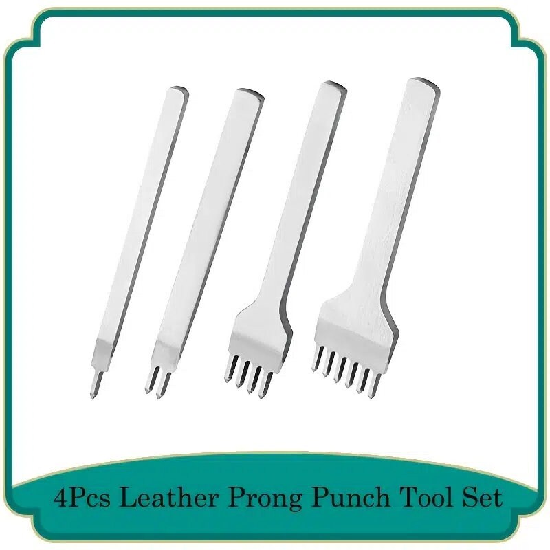 4pcs 4mm Leather Claw Punch Tool Set | 1/2/4/6 Claw Lace Sewing Chisel Diamond Hole Punch Sewing Leather Craft Supplies