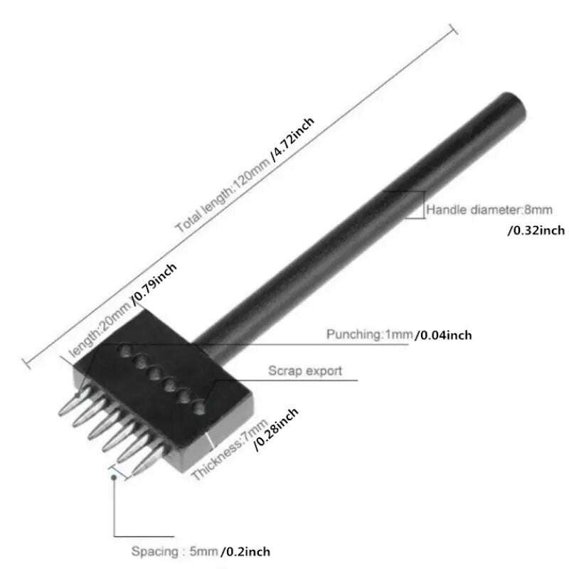 1pc Convenient Circular Cut 2/4/6 Hole DIY Drilling Leather Leather Craft Punching Tool 5mm Spacing