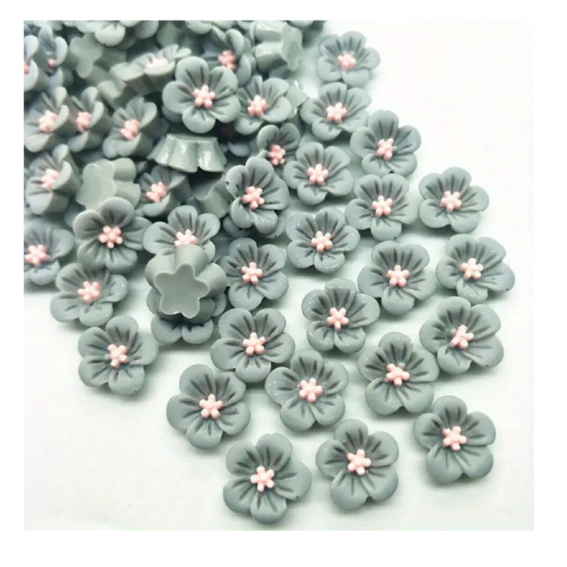 50 Pieces | 14mm Resin Mix | Peach Blossom | Flat Back For Phone | Wedding | Craft