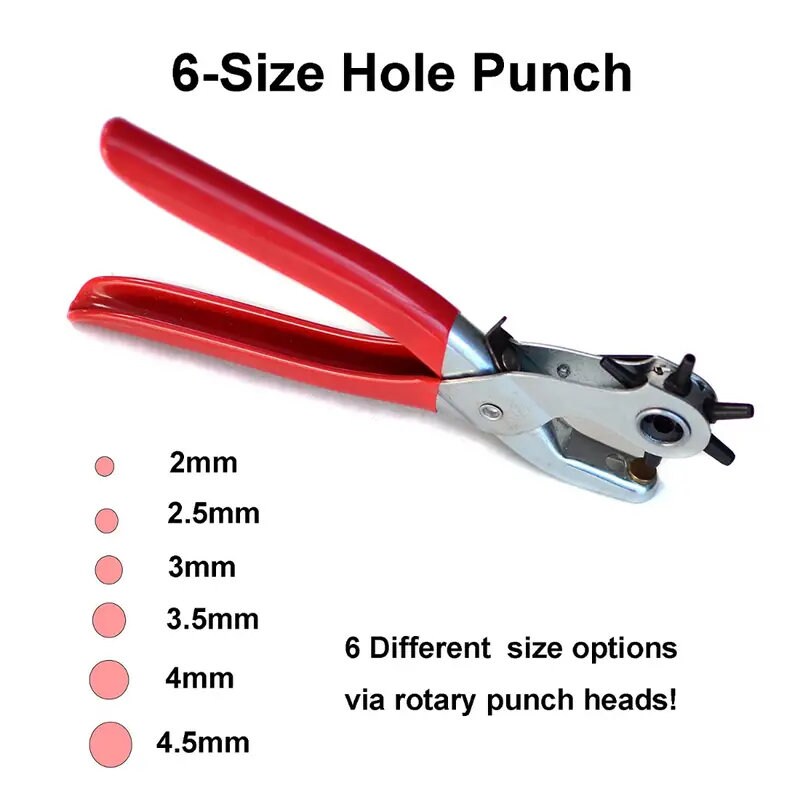 9 Leather Hole Punch Heavy Duty Hand Pliers Belt Holes 6 Sized Puncher  Tool New 