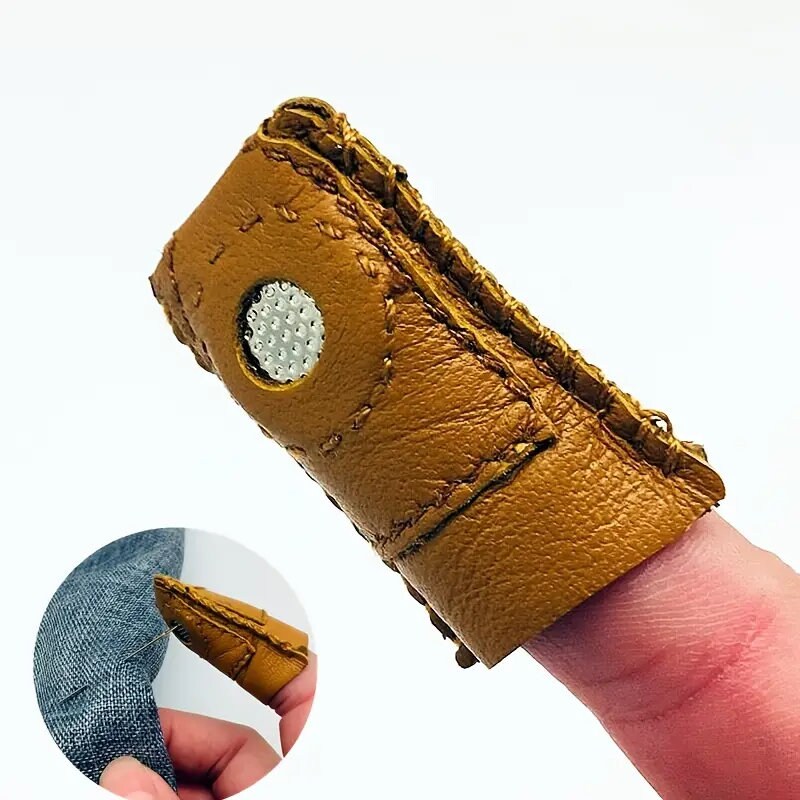 1pcs Leather Coin Thimble Soft Artificial Sheepskin Needlework Finger Cover Tip Quilting Thimble Sleeve Handmade Sewing Tools