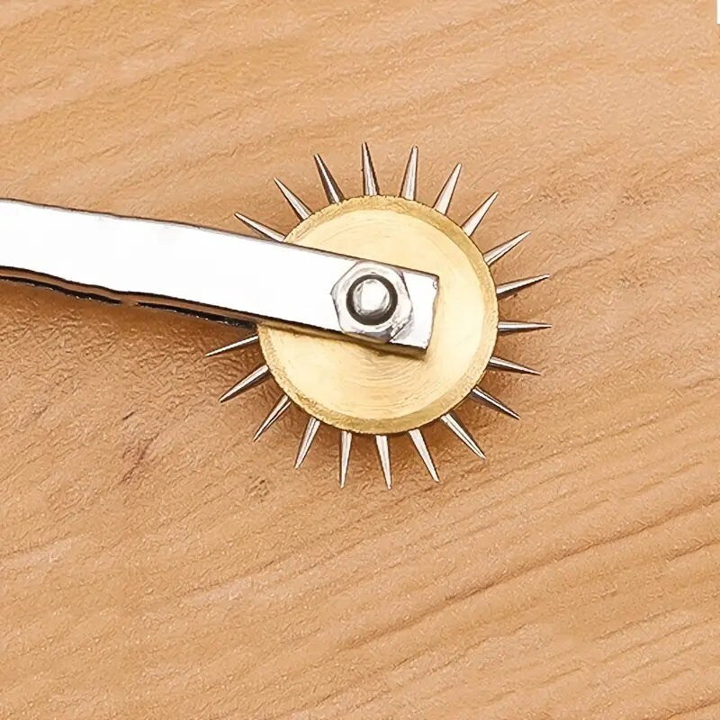 Stainless Steel Needle Point Tracking Wheel With Wooden Handle | For Leather Sewing Pattern Marking Fabric Quilting Perforation Tracking