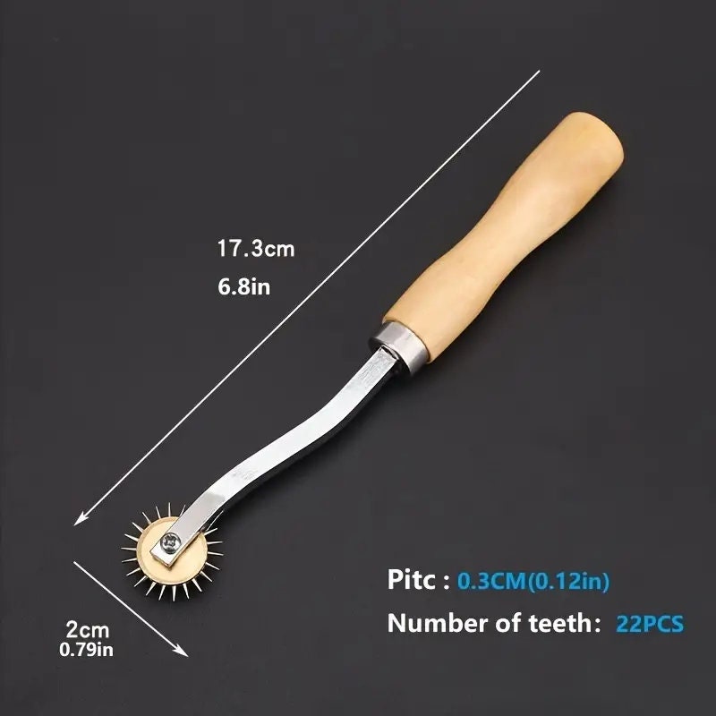 Stainless Steel Needle Point Tracking Wheel With Wooden Handle | For Leather Sewing Pattern Marking Fabric Quilting Perforation Tracking