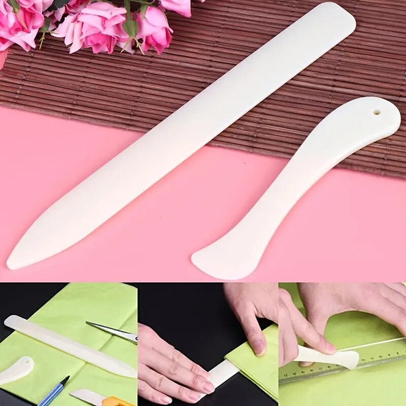 2pcs Bone Color Shaping Knife Leather Trimming Device DIY Manual Crimping Edge Sealing Tool Leather Shaping Trimming Origami Knife