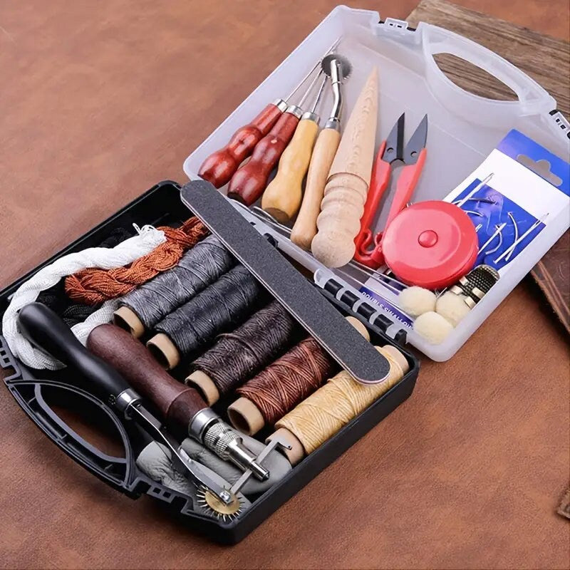 Leather Working Tools Kit | Leather Crafting Tools And Supplies | Leather Sewing And DIY Leather Craft Making