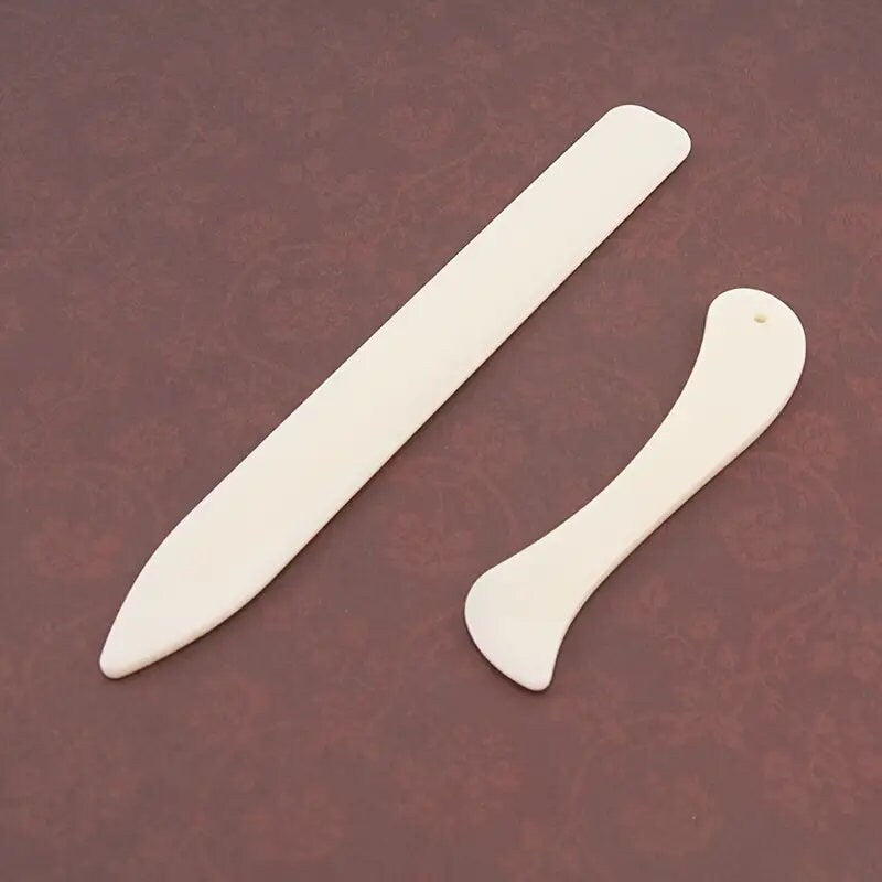 2pcs Bone Color Shaping Knife Leather Trimming Device DIY Manual Crimping Edge Sealing Tool Leather Shaping Trimming Origami Knife