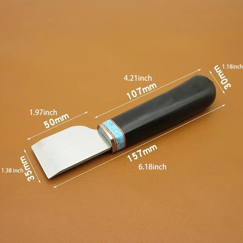 1pc Sharp Leather Cutting Knife High Speed Steel 2.5mm Thick Blade Black Comfortable Ebony Handle Cut All Kinds Of Leather