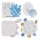 4 Sea Themed Silicone Fondant Molds | Starfish | Sea Fish | Coral Shells | Shape Of Seashells | Handmade Baking Tools