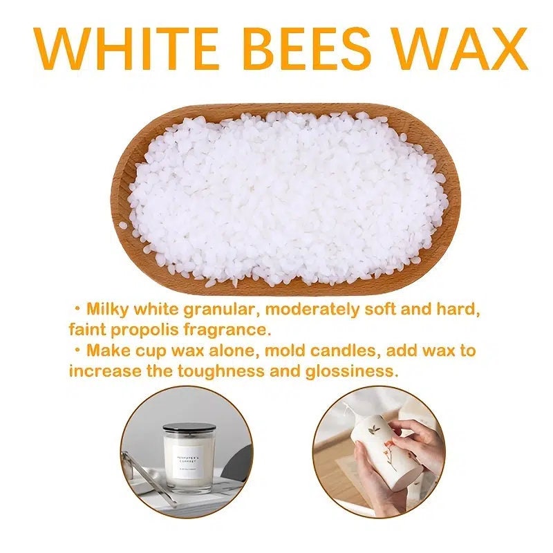 White Bees Wax 200 G/0.44 Lb. Bag | White | Wax Pastilles | For DIY Candle Making | DIY Projects | Lip Balms | Soap Making Supplies