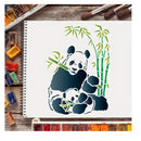 1Pc Panda And Bamboo Drawing And Painting Stencil 11.7x8.3 Inch Plastic Stencils
