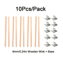 10pcs DIY Wooden Candle Wick | Aromatherapy Slotted Wooden Wick | Soy Wax Wooden Wick | Candle Wick | Wood Chip Wick With Base 0.24"/0.59"