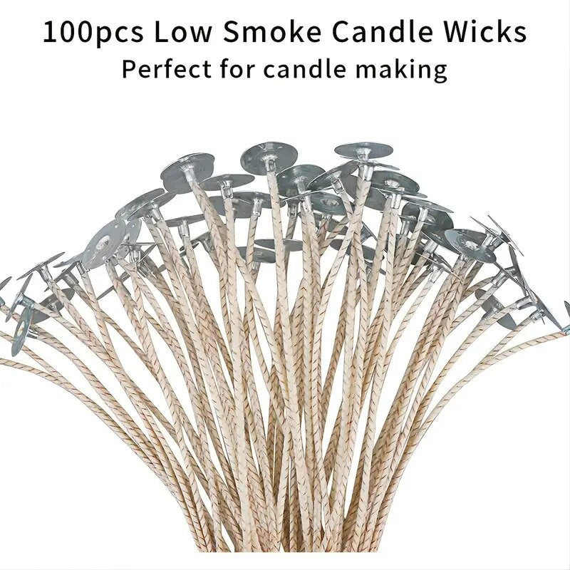 100pcs 6" Pretabbed Wicks | Candle Wicks For Soy Candles | Cotton & Paper Wicks For Candle Making
