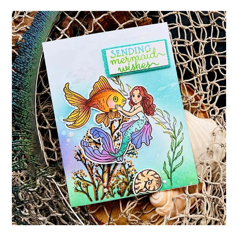 Mermaid Wishes Cutting Dies And Stamps Set For DIY Scrapbooking Decoration