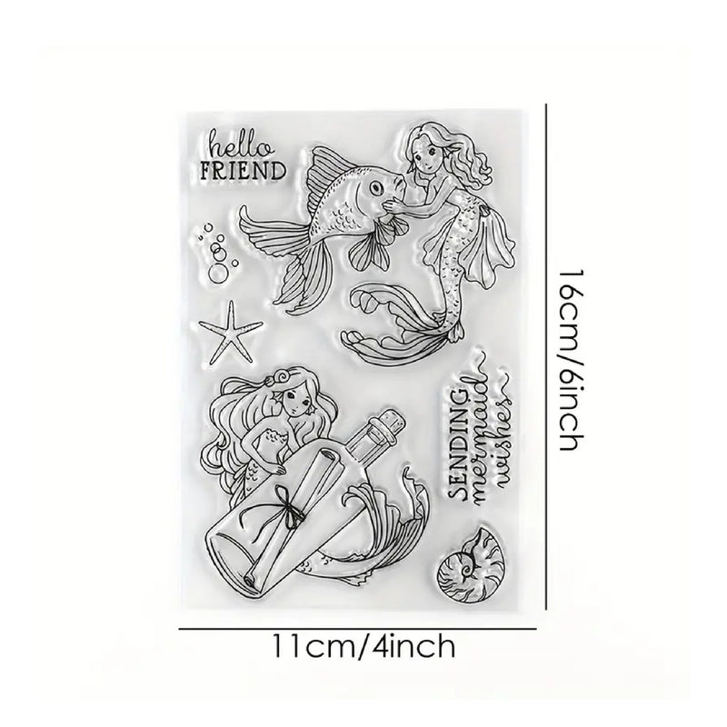 Mermaid Wishes Cutting Dies And Stamps Set For DIY Scrapbooking Decoration