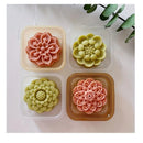 set | Lotus Moon Cake Mold | That Includes 1 Mold And 4 Stamps | Flower Moon Cake Maker | DIY Plastic Hand Press Cookie Stamps