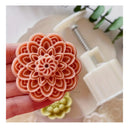 set | Lotus Moon Cake Mold | That Includes 1 Mold And 4 Stamps | Flower Moon Cake Maker | DIY Plastic Hand Press Cookie Stamps
