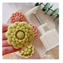 set | Lotus Moon Cake Mold | That Includes 1 Mold And 4 Stamps | Flower Moon Cake Maker | DIY Plastic Hand Press Cookie Stamps