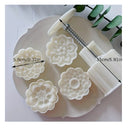 set | Lotus Moon Cake Mold | That Includes 1 Mold And 4 Stamps | Flower Moon Cake Maker | DIY Plastic Hand Press Cookie Stamps