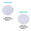 Self-Adhesive Dots | 1000 Units | Set Of 500 Pairs | 0.59 Inch | 15mm Diameter | 15mm Nylon Sticky Coins