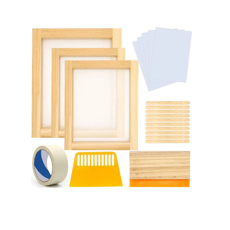 21-Piece Screen Printing Starter Kit 10 x 14 Wood Frame