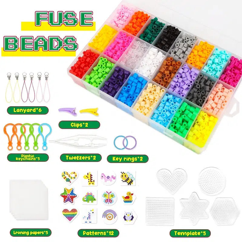 4000Pcs Bead Set | Fuse Beads Kit | Craft Kits For Kids With Pegboards | Tweezers | Children Art And Crafts Gift | For Old Boys And Girls