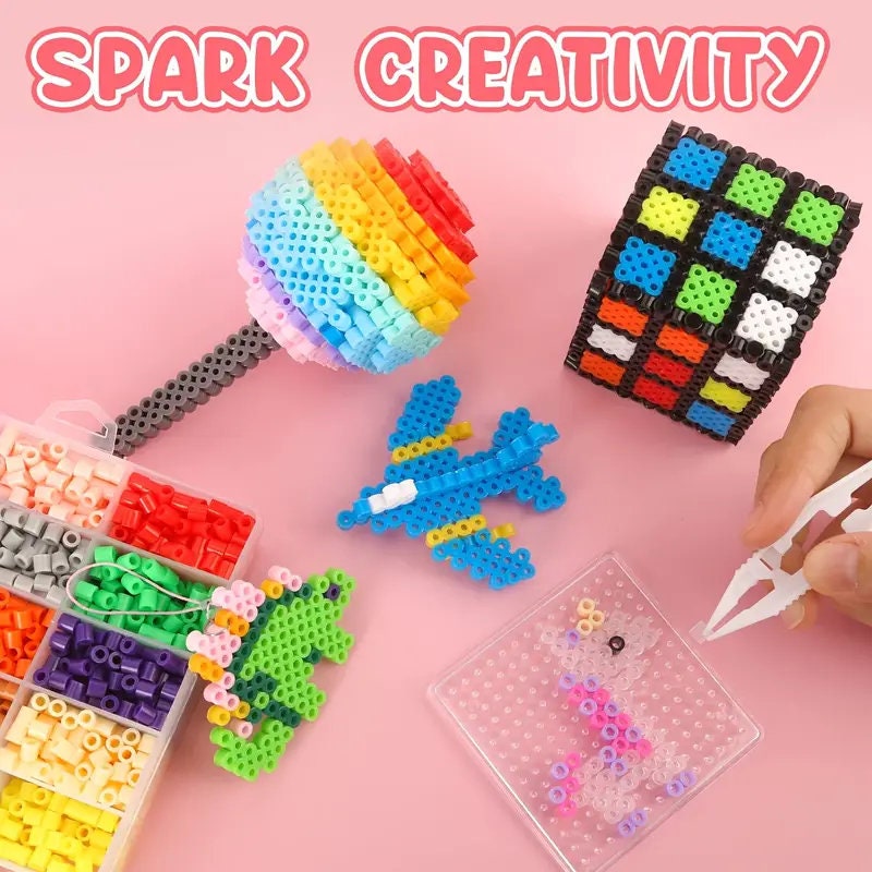 4000Pcs Bead Set | Fuse Beads Kit | Craft Kits For Kids With Pegboards | Tweezers | Children Art And Crafts Gift | For Old Boys And Girls